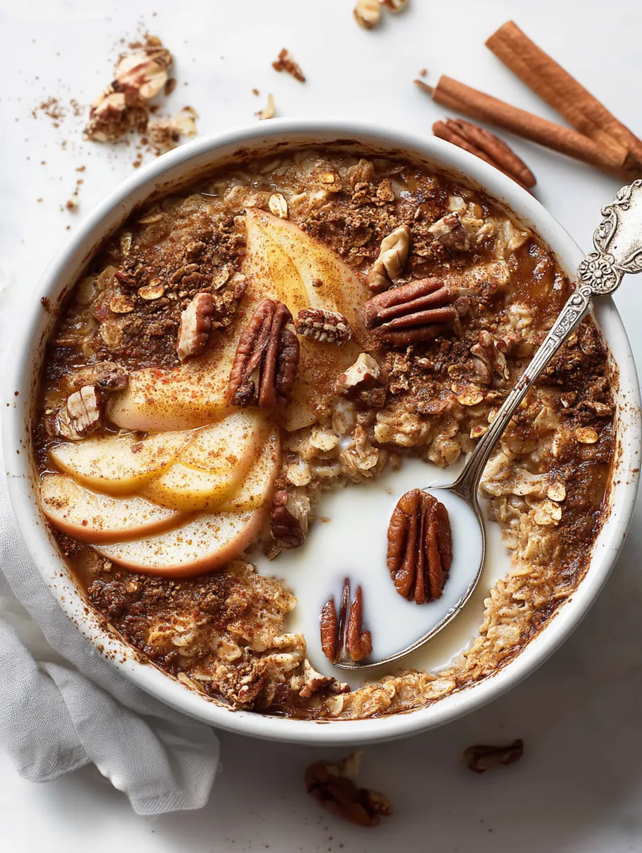 A bowl of vanilla chai baked oatmeal.