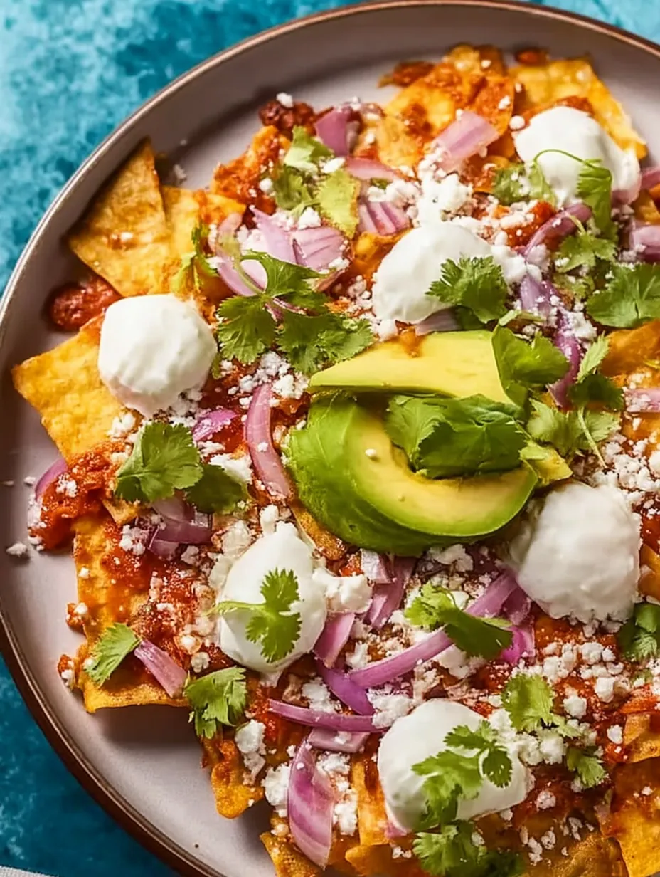 A plate of Chilaquiles Rojos.