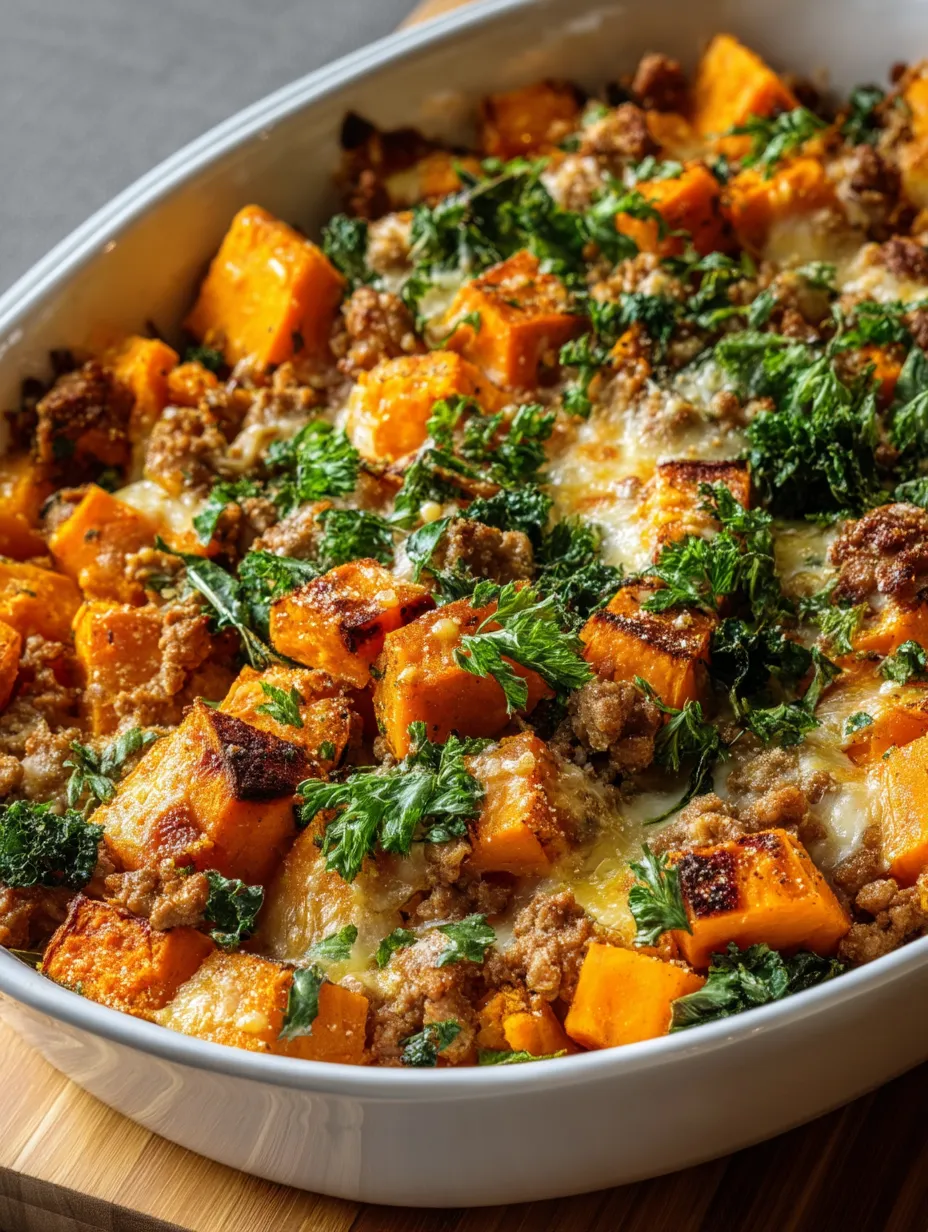 A Bowl of Ground Turkey Sweet Potato Bake.