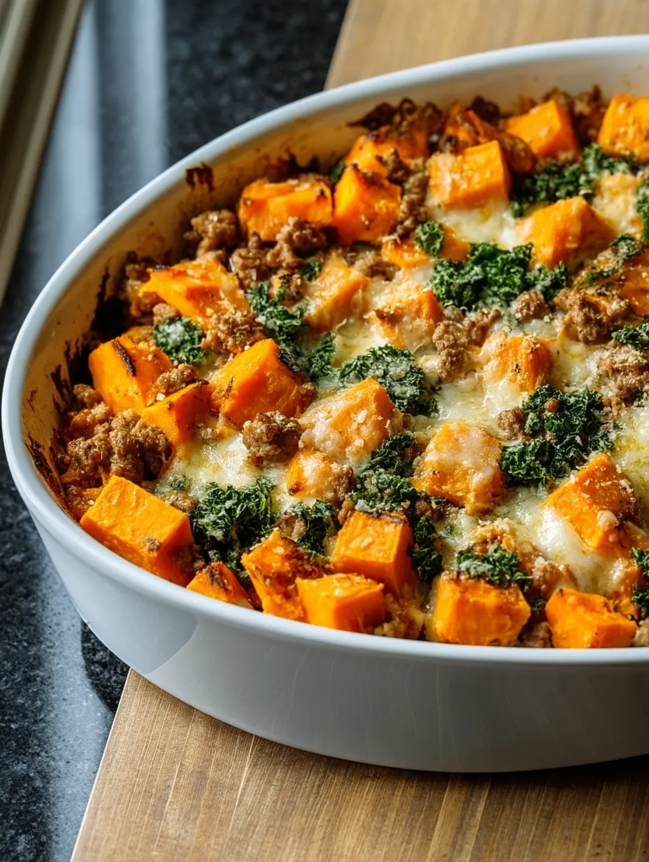 Healthy Ground Turkey Sweet Potato Bake.