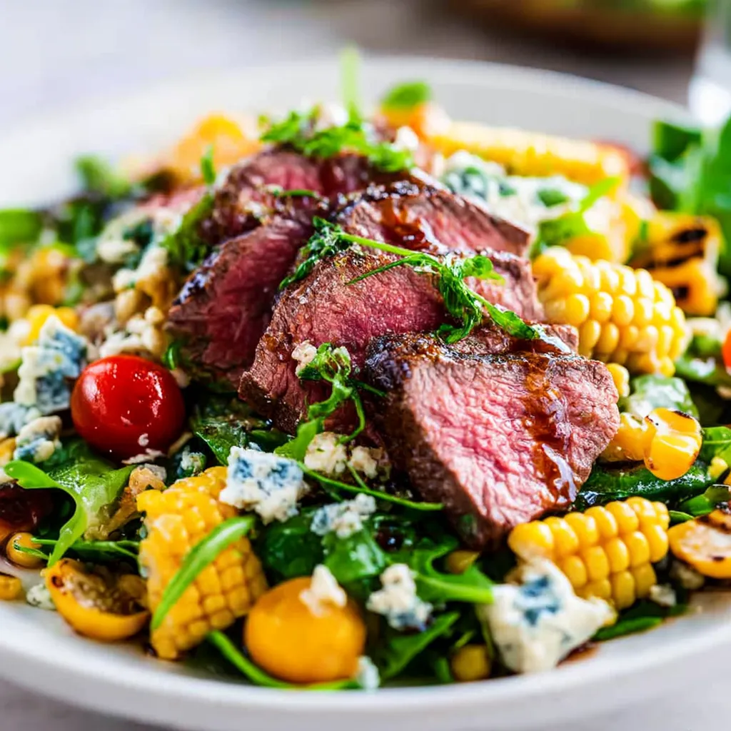 Tender Steak Salad with Gorgonzola and Grilled Corn