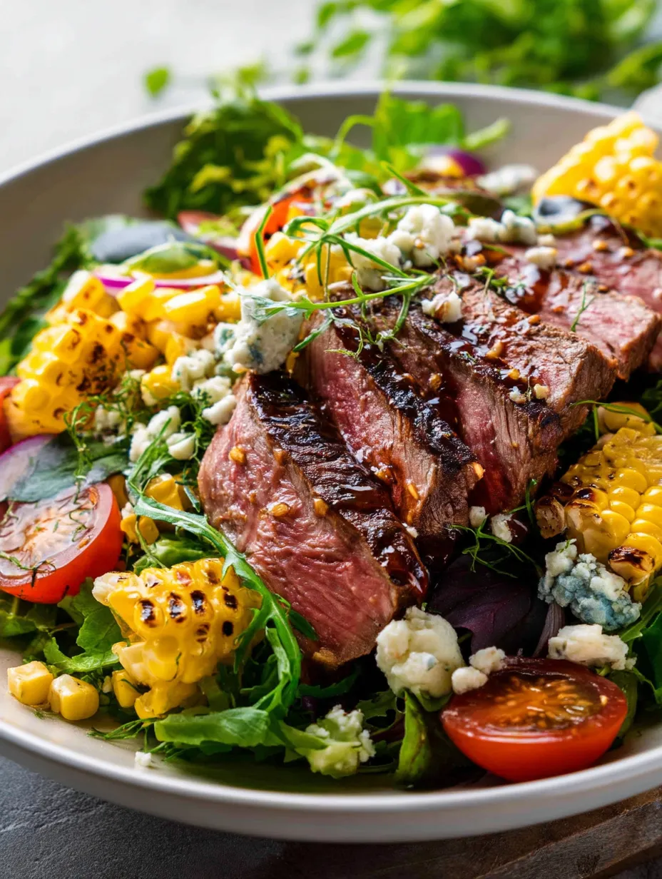 A Plate of Balsamic Steak Gorgonzola Salad.