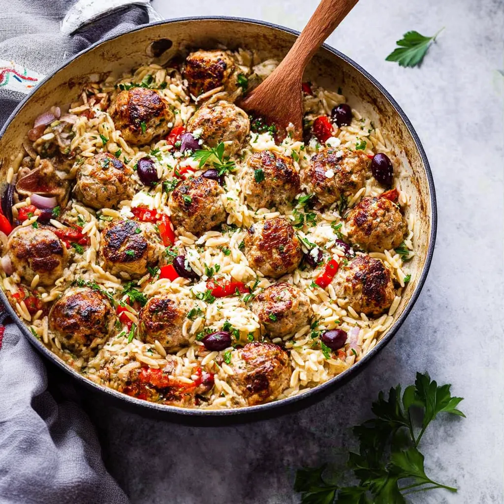 Meatballs with Orzo Skillet