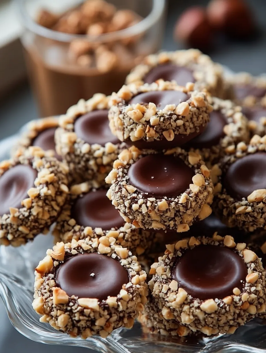 Chocolate Hazelnut Thumbprint Cookies.