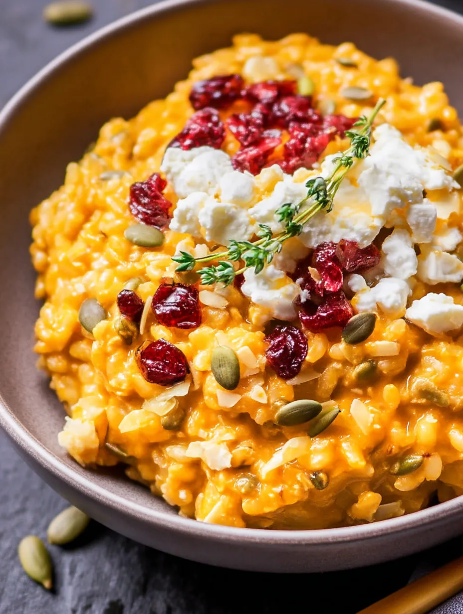 A Bowl of Baked Pumpkin Goat Cheese Risotto.