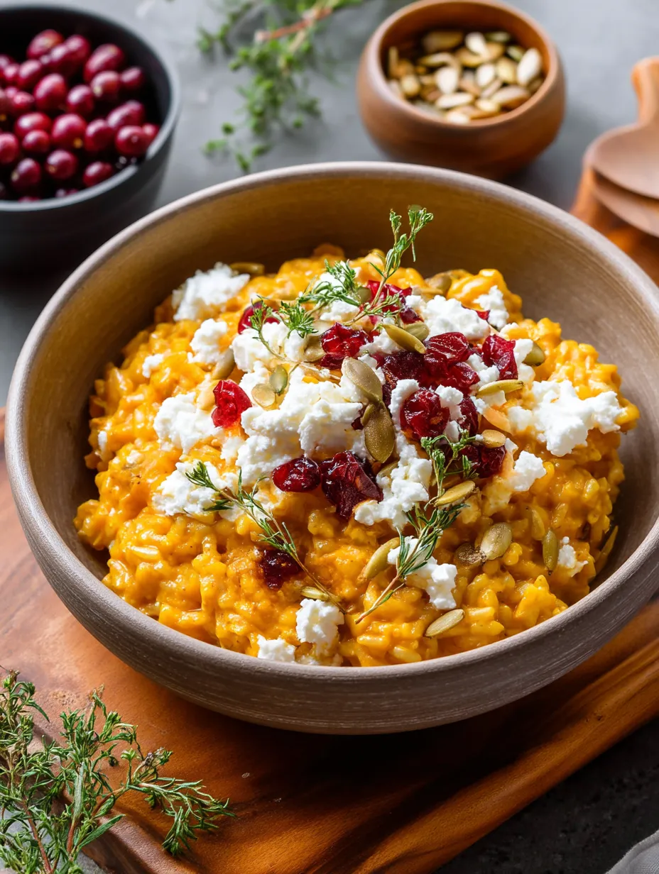 Easy Baked Pumpkin Goat Cheese Risotto.