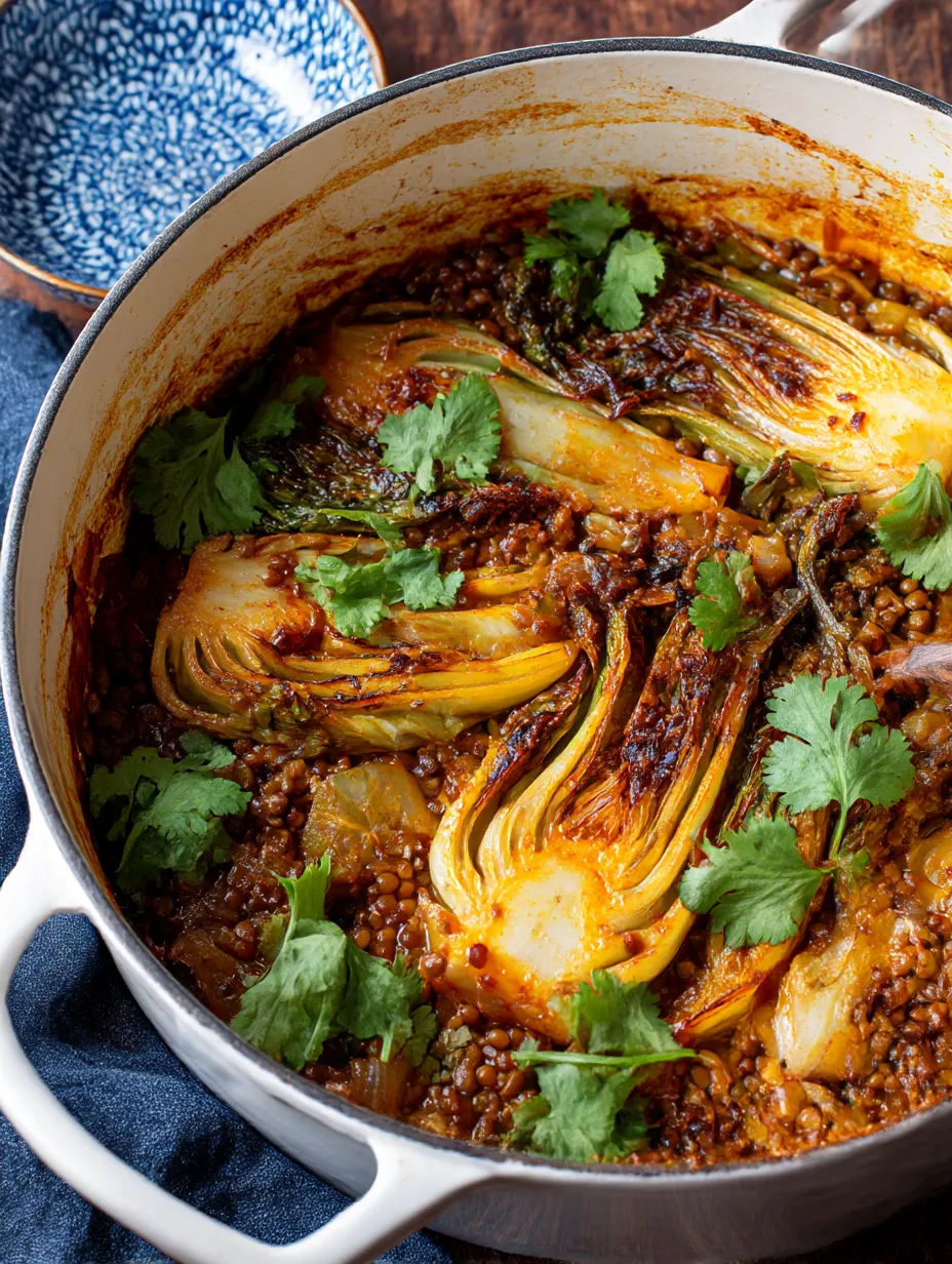 A pot of Braised Cabbage & Lentils.