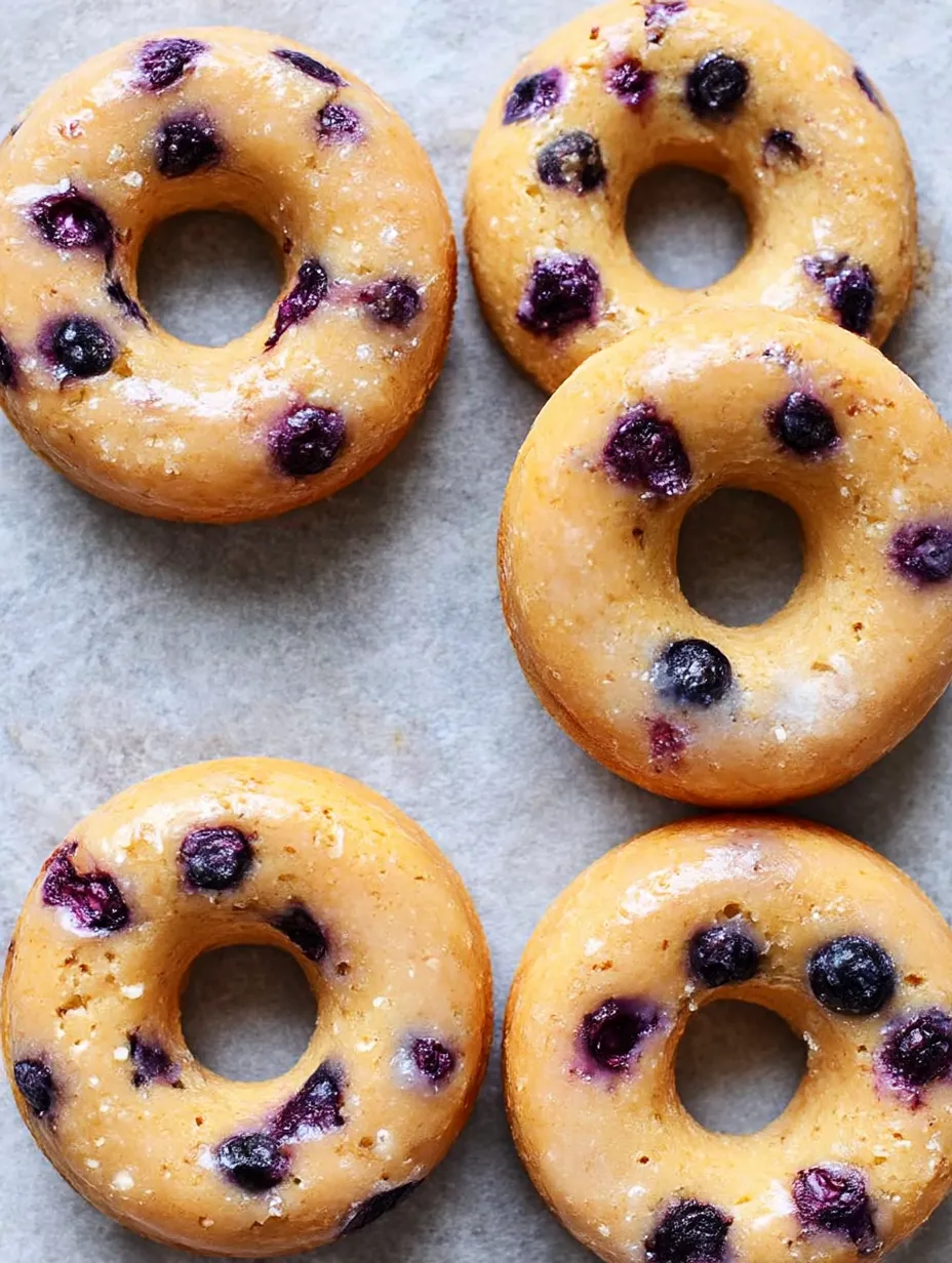 Blueberry donuts on a tray.