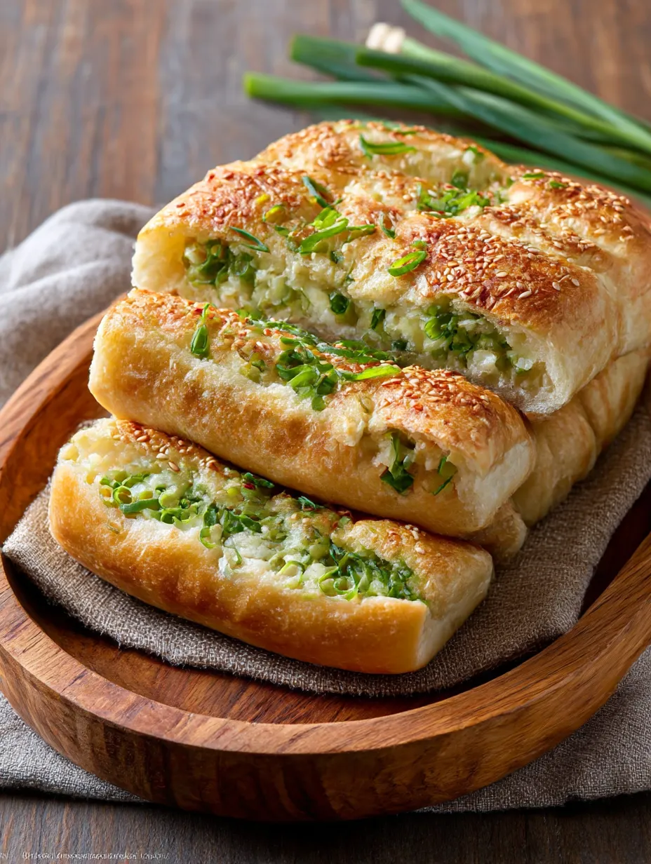 A stack of Green Onion Shao Bing.