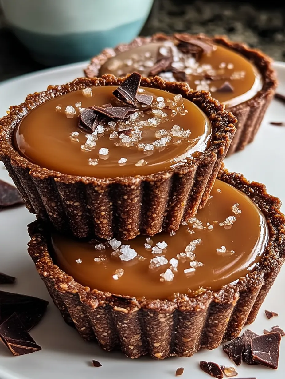 Easy Chocolate Salted Caramel Tarts.