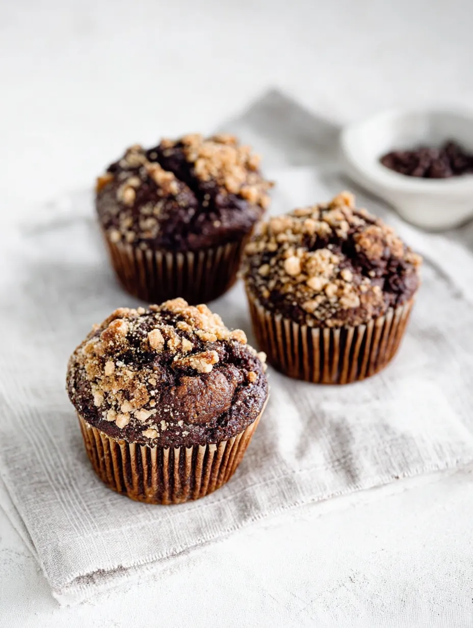 Easy Chocolate Coffee Toffee Crunch Muffins.