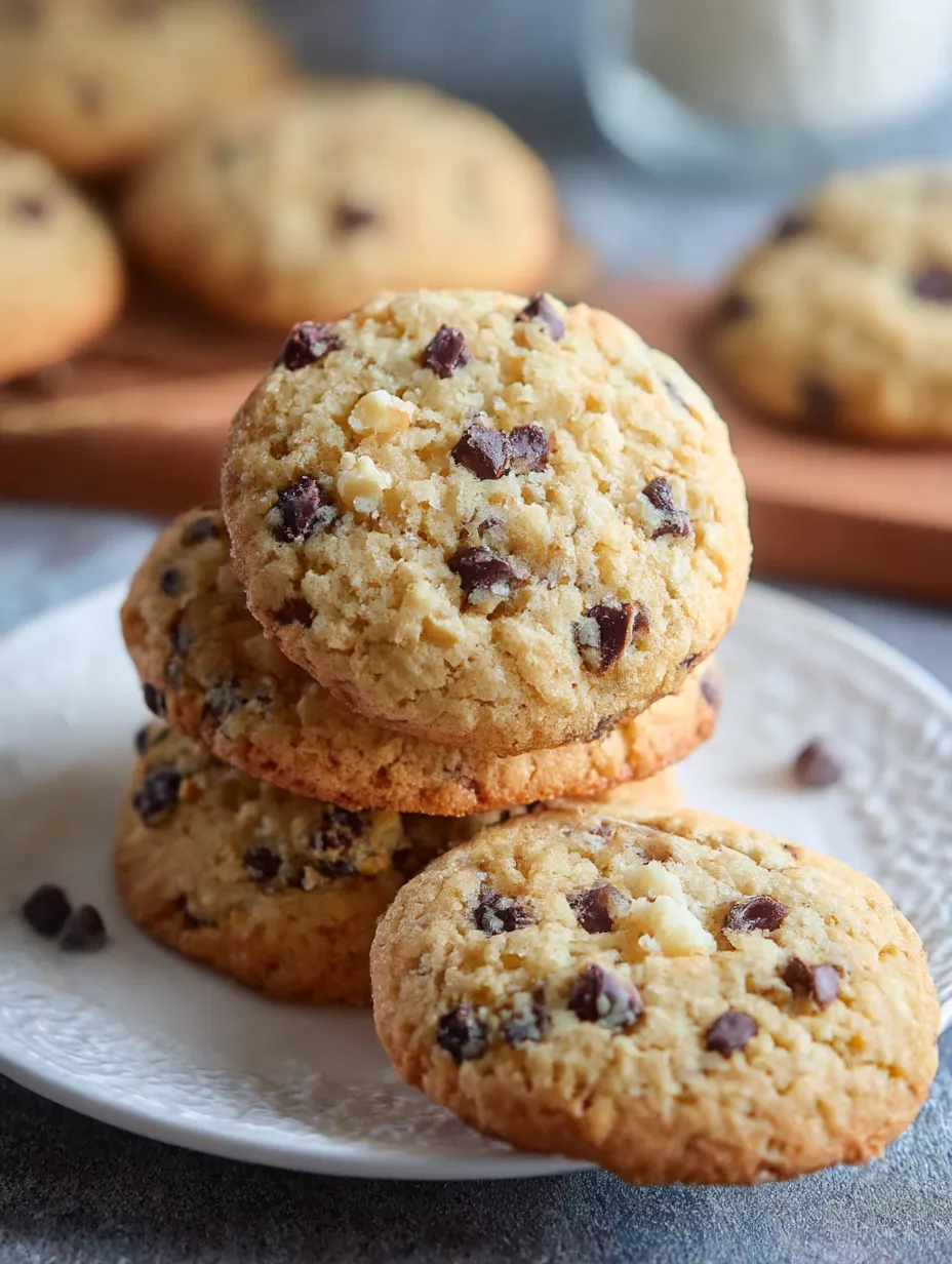 A plate of chocolate chip cookies.