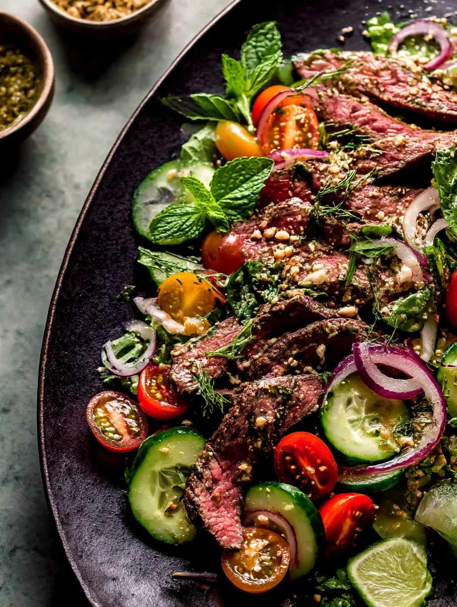 A plate of Thai Beef Salad.