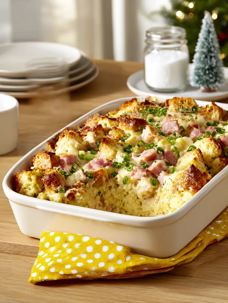 A white plate with a casserole dish on it.