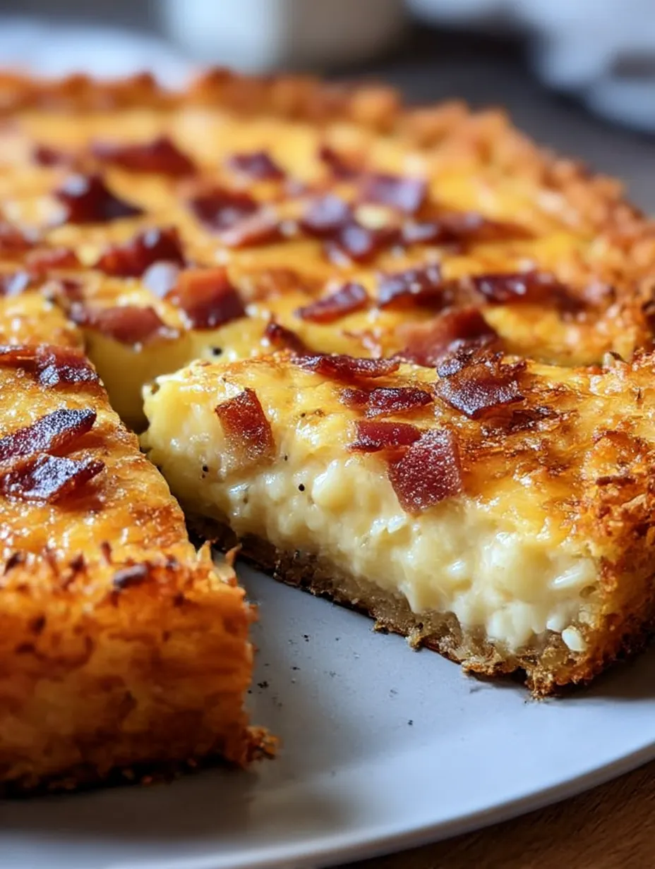 A slice of bacon and cheese quiche.