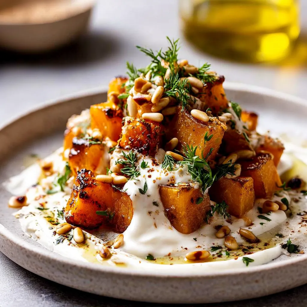 Pumpkin with Lemon Yogurt Sauce and Nuts