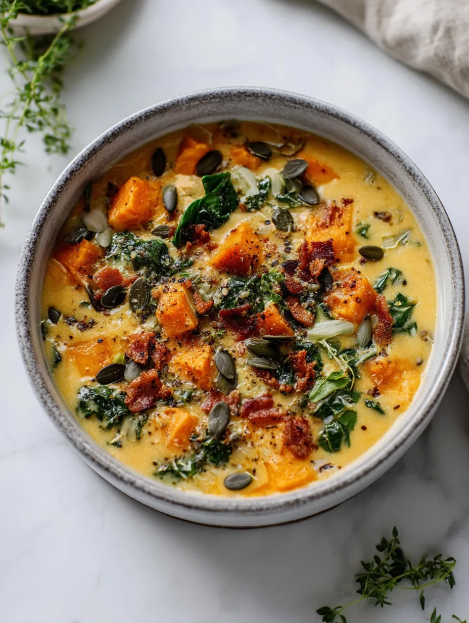 A bowl of Sweet Potato Chowder.