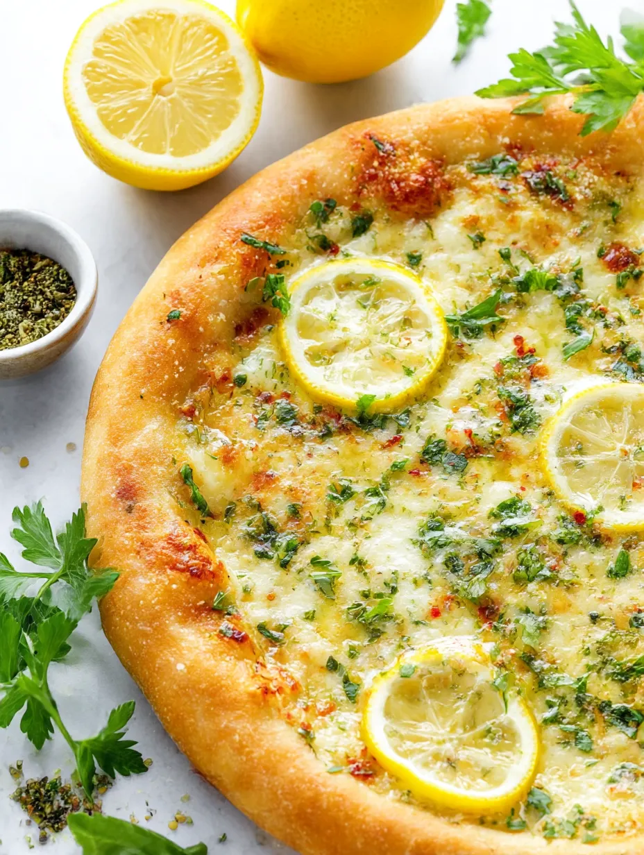 A pizza with lemon slices on top.