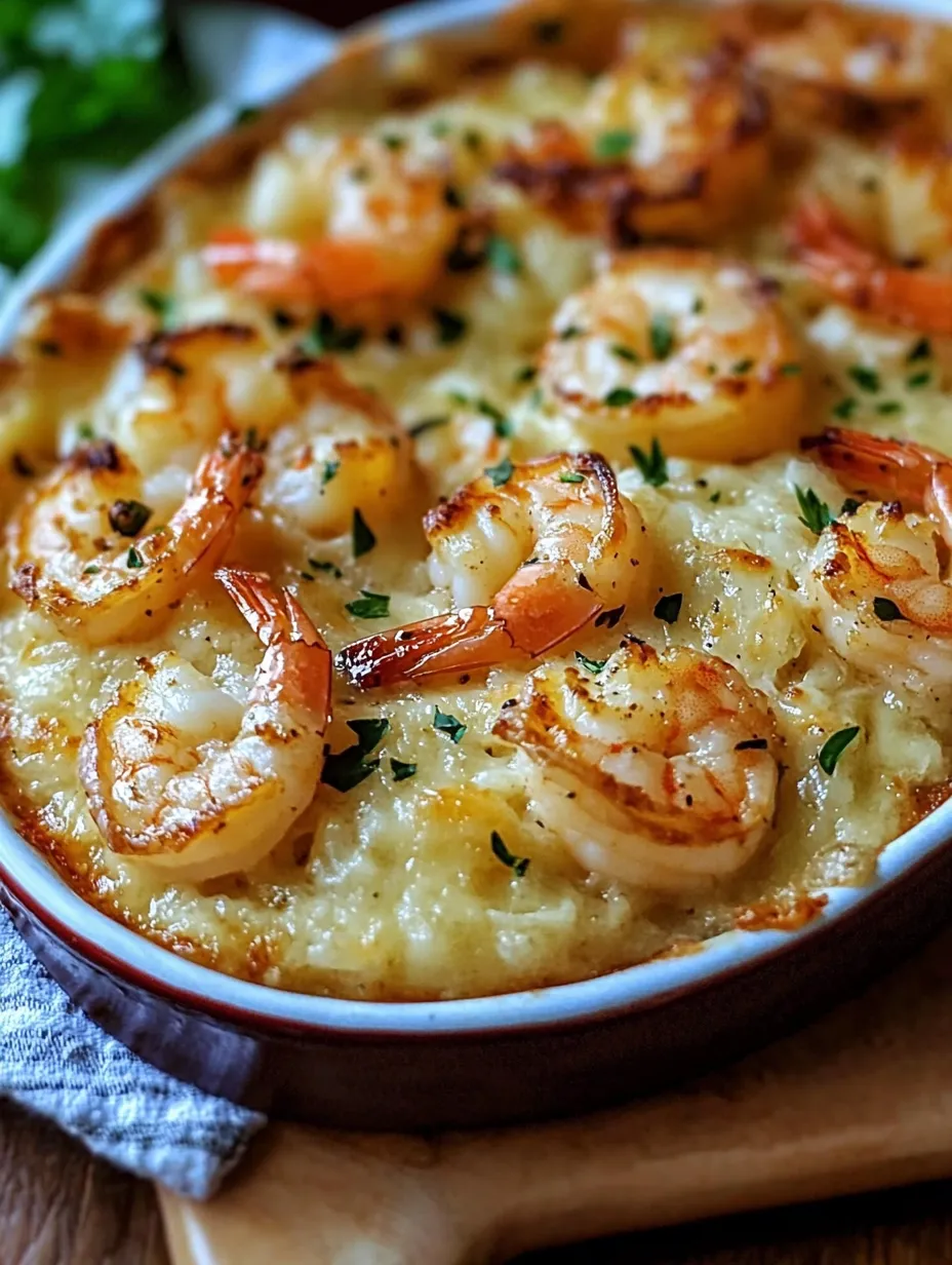 Delicious Garlic Shrimp Gratin.