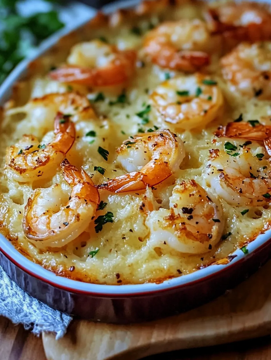 Easy Delicious Garlic Shrimp Gratin.