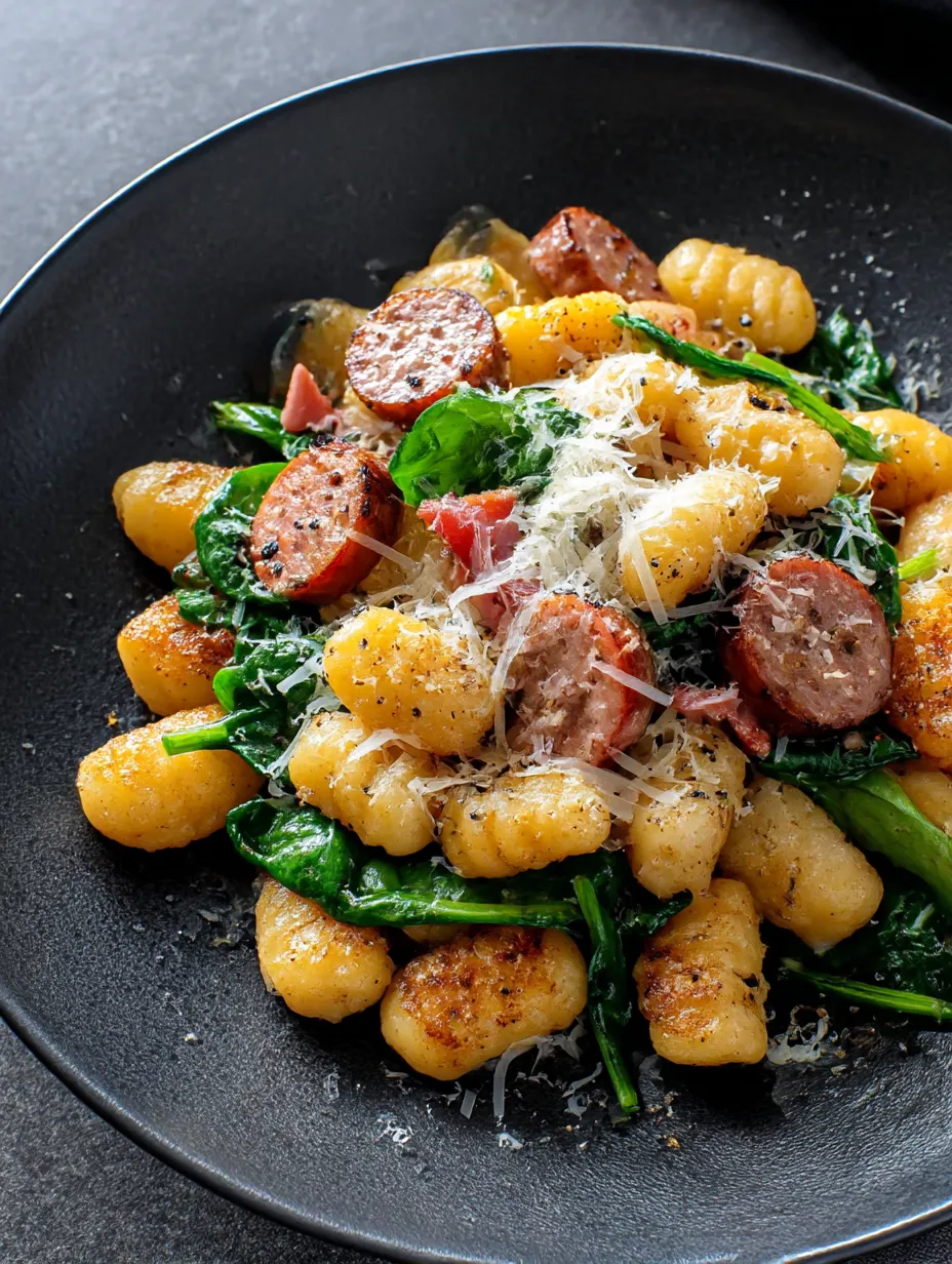 A plate of Pan-fried gnocchi.