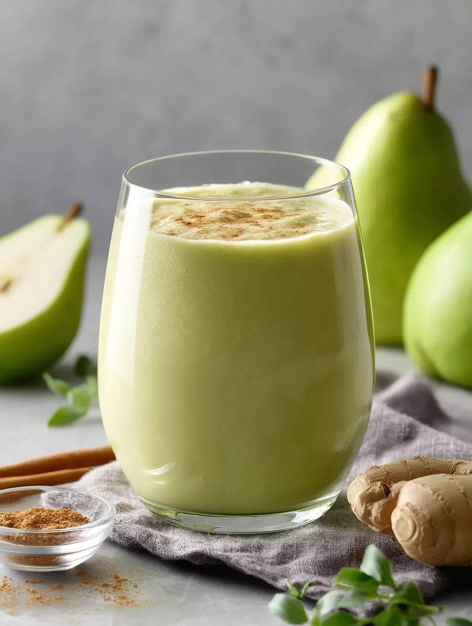 A glass of Pear Ginger Smoothie.