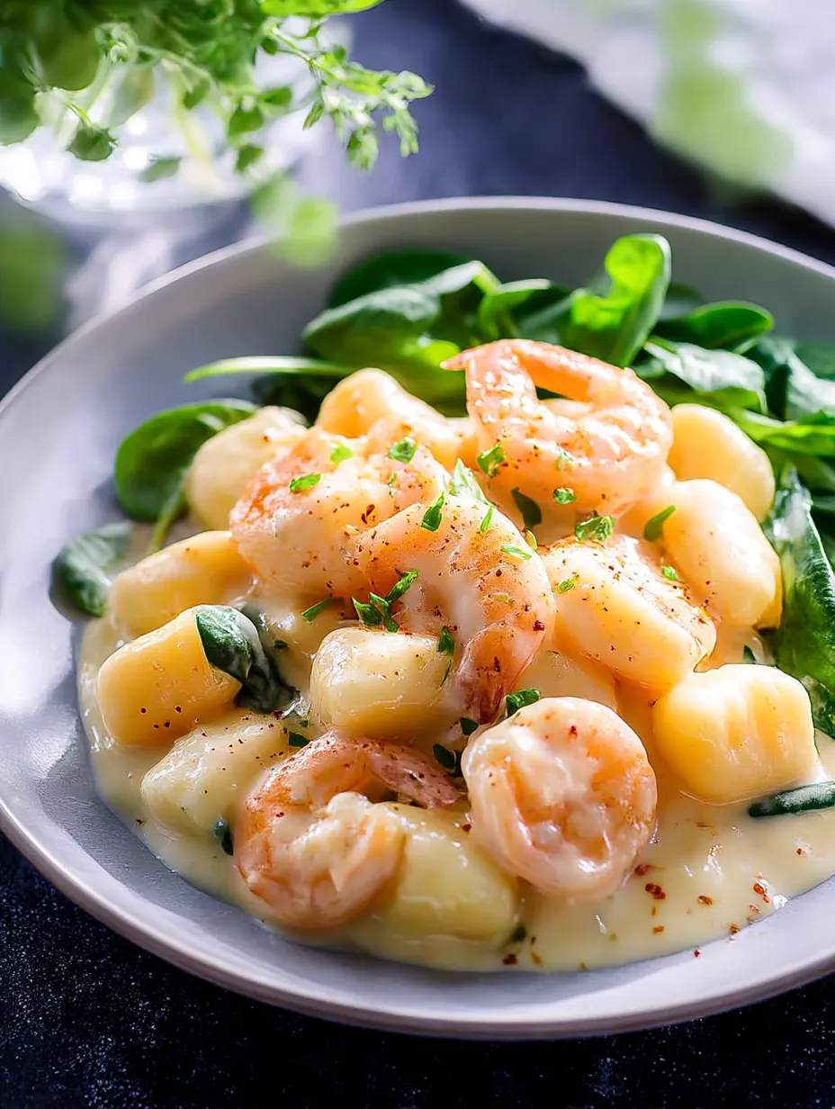 Easy Creamy Shrimp Gnocchi.