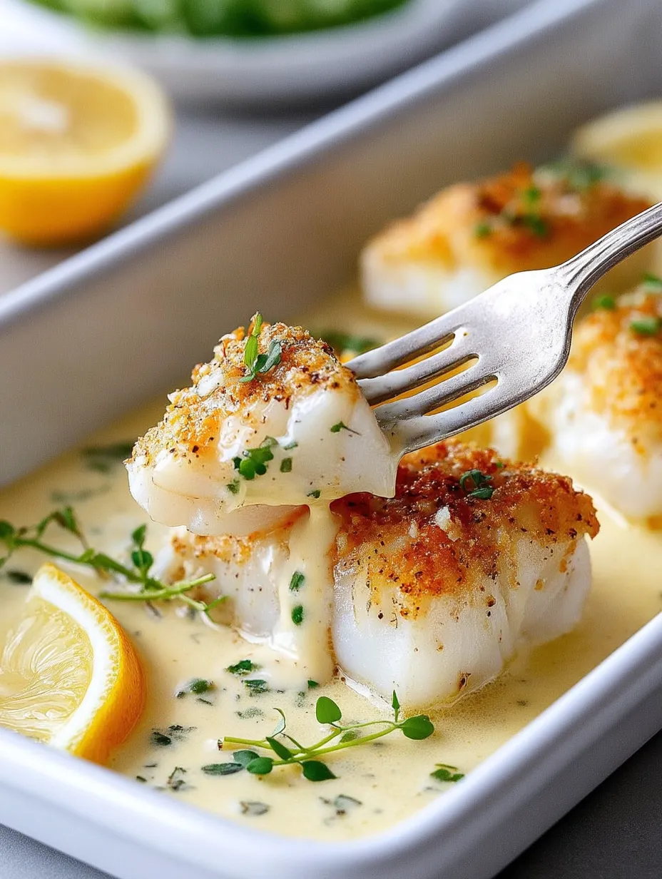 Baked Cod in Coconut Lemon Cream Sauce Recipe.