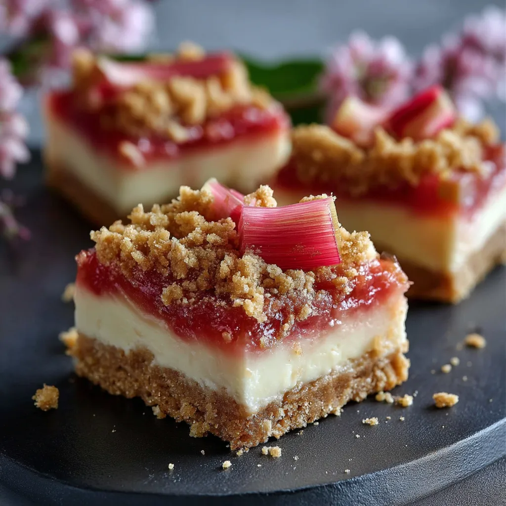 Tart Rhubarb Cheesecake Bars