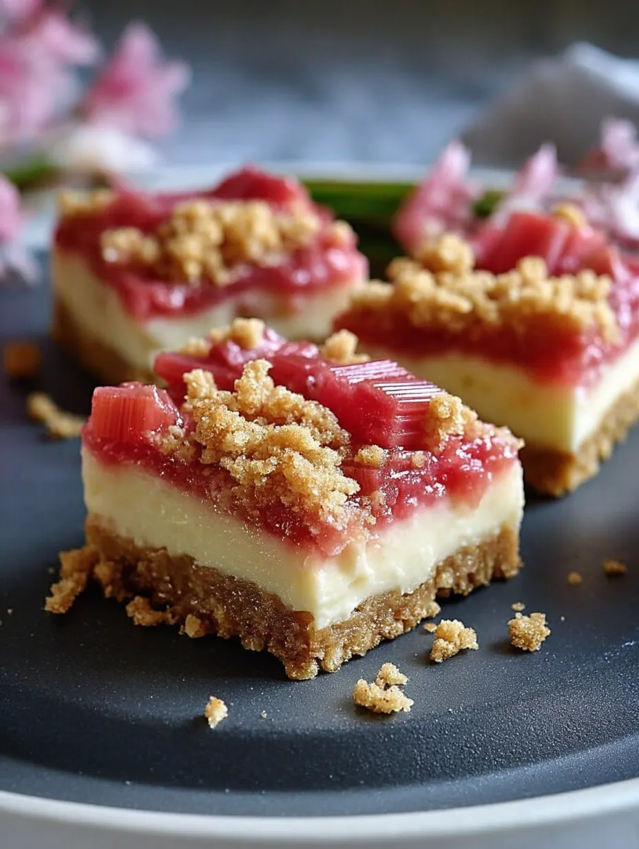 Easy Rhubarb Cheesecake Squares.