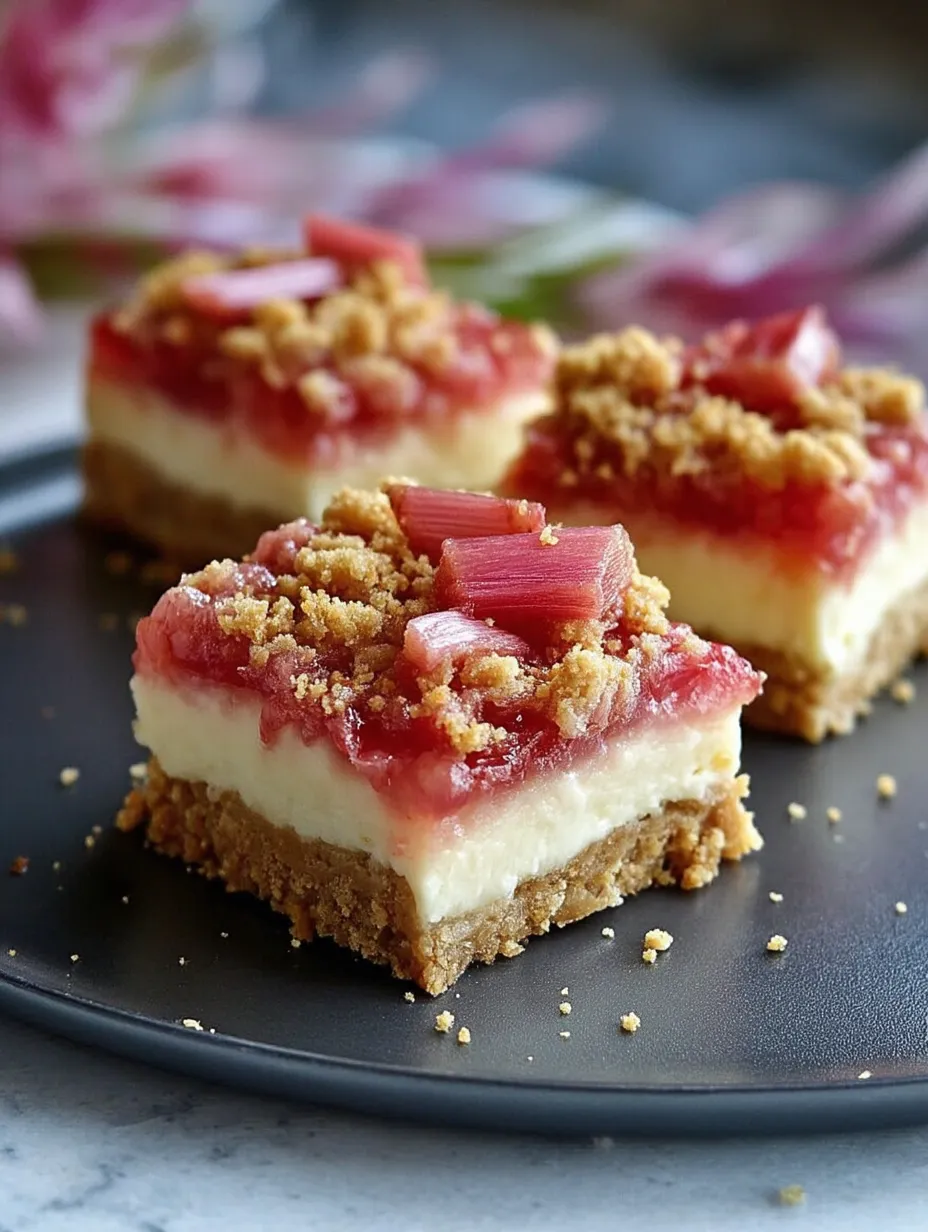 Rhubarb Cheesecake Squares Recipe.