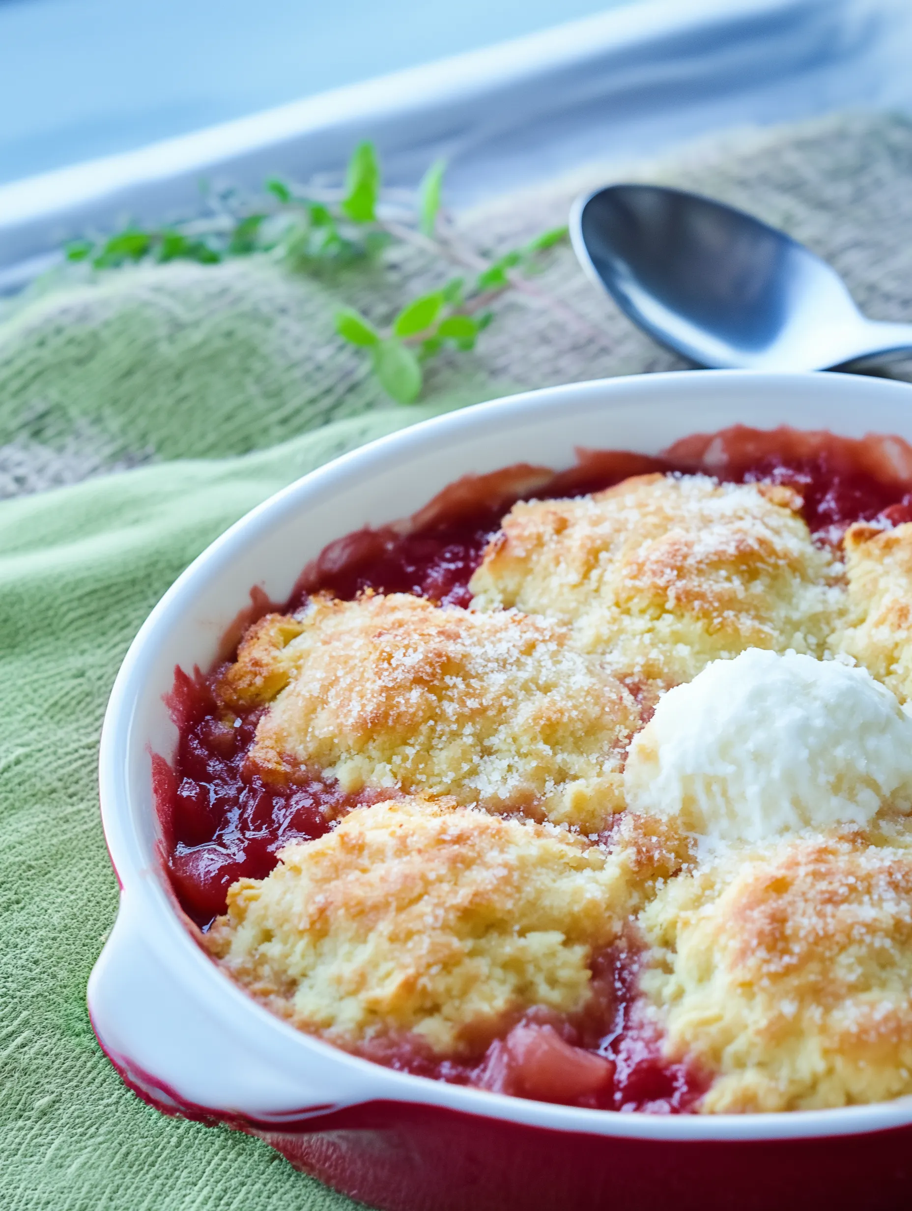 Easy Rhubarb Cobbler.