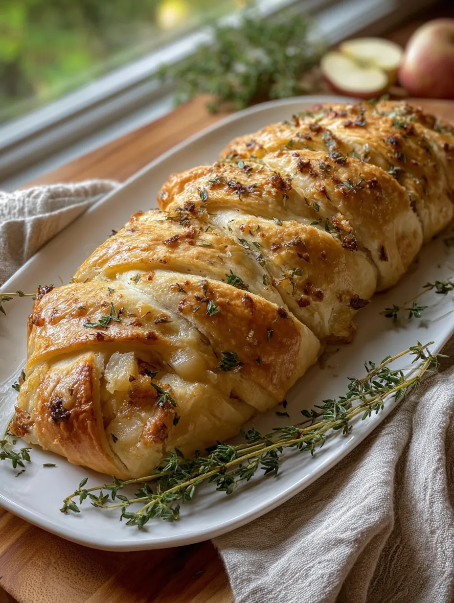 A plate of Fig Brie and Thyme Braid.