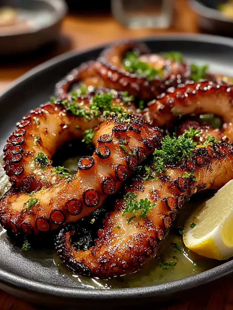 A plate of grilled octopus.