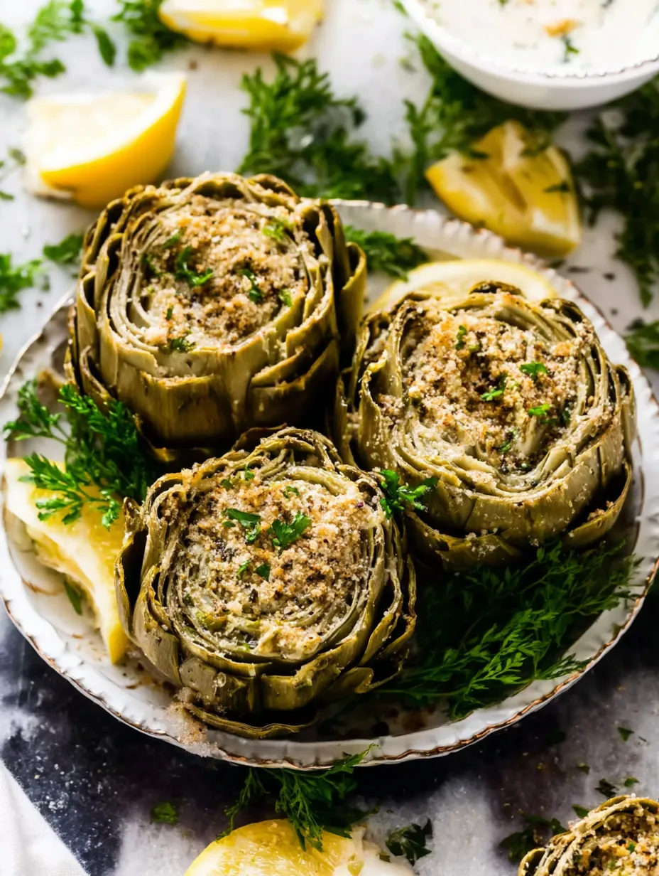A plate of Italian Stuffed Artichokes.