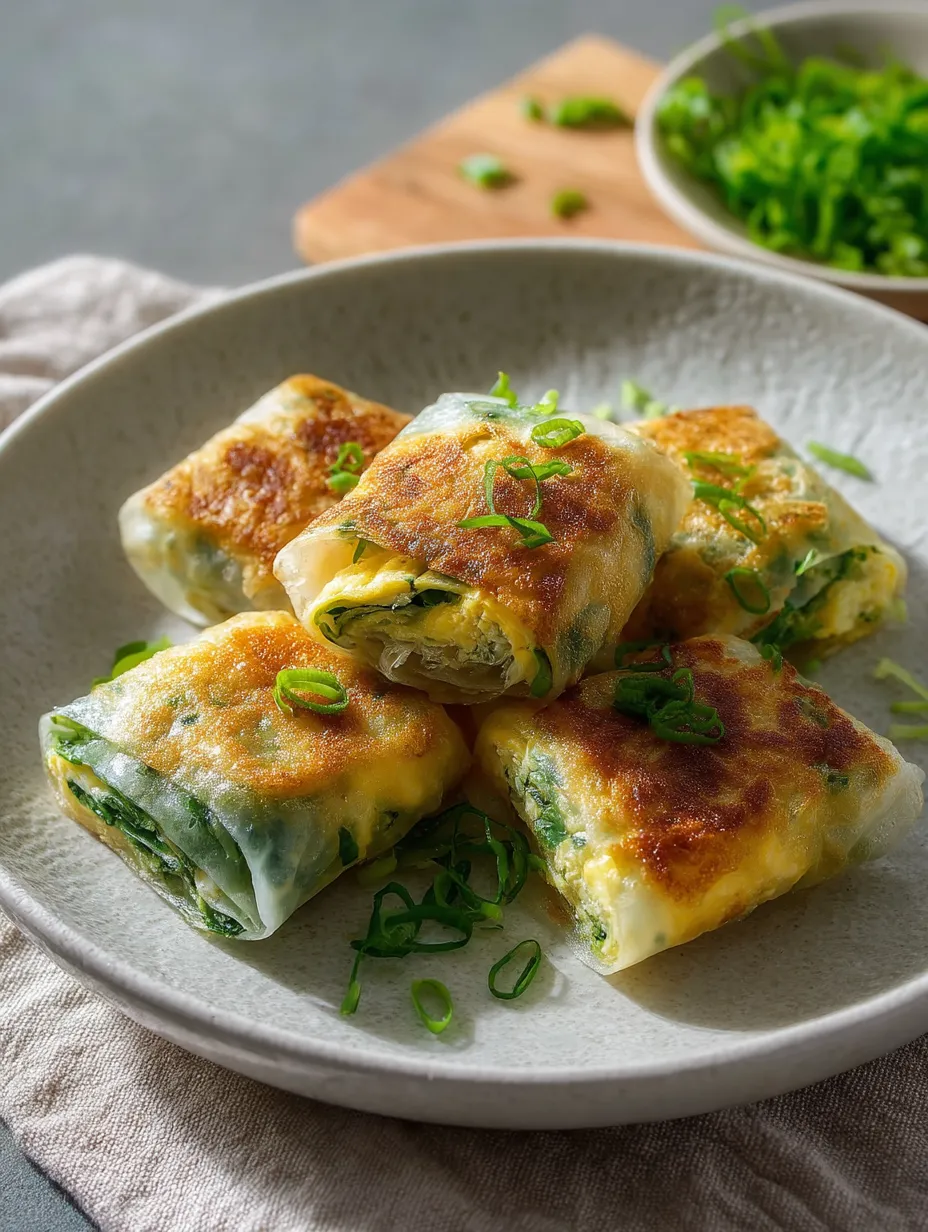 A plate of Crispy Egg Rice Wraps Recipe.