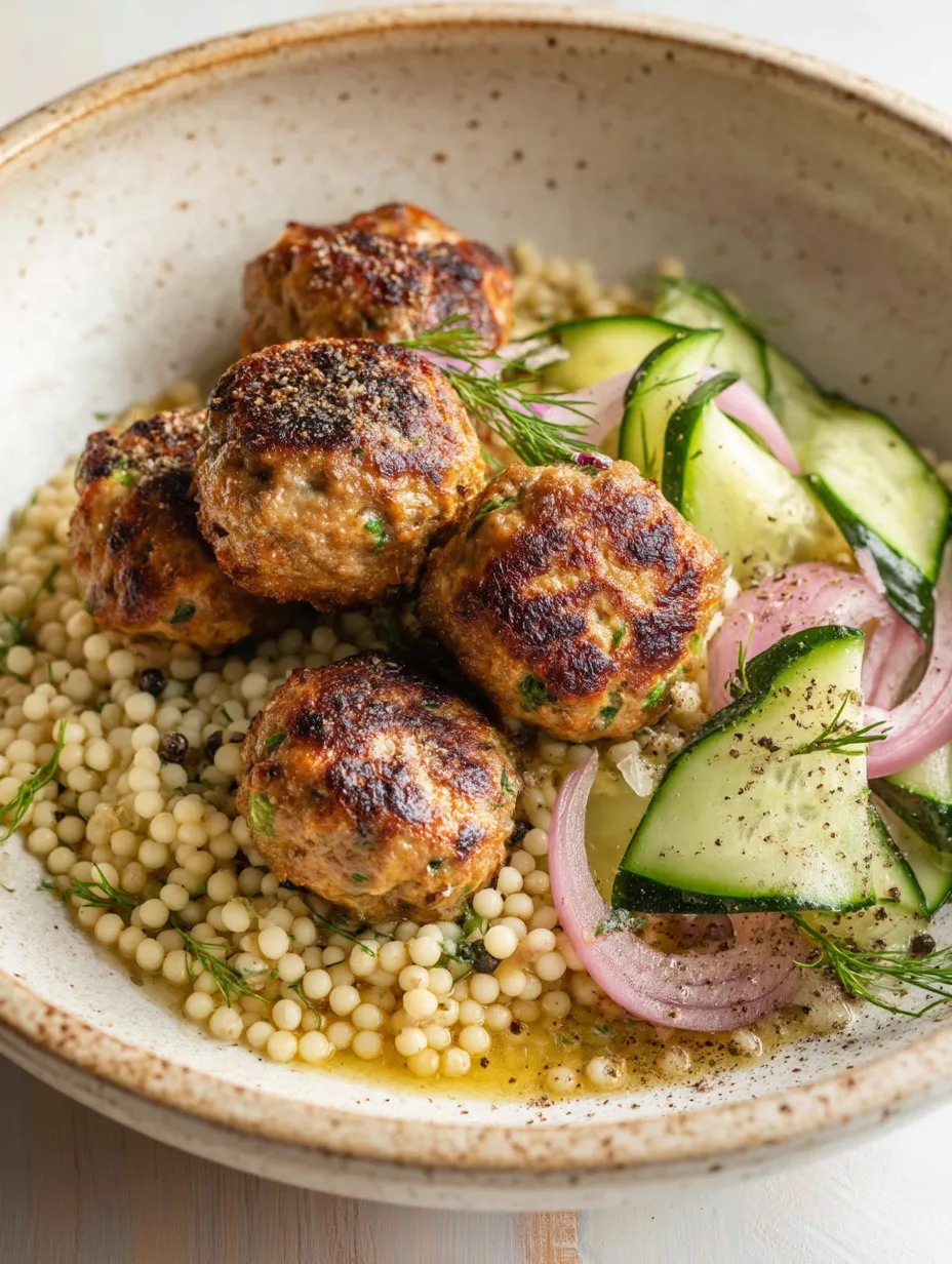 A bowl of Herby Greek Chicken Meatballs.