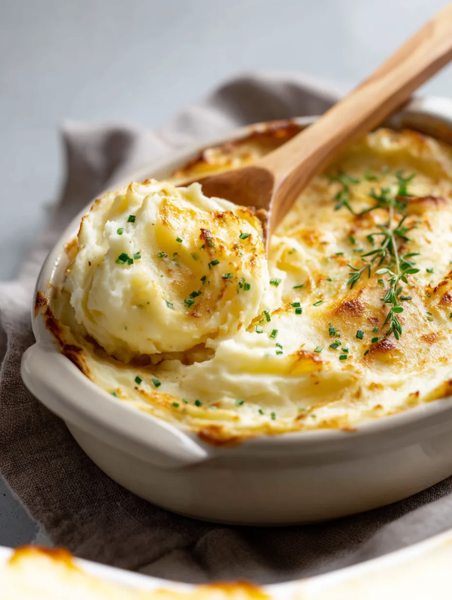 Easy Creamiest Baked Mashed Potatoes.