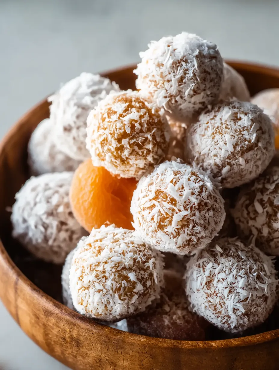 Bowl of Coconut Apricot Balls.