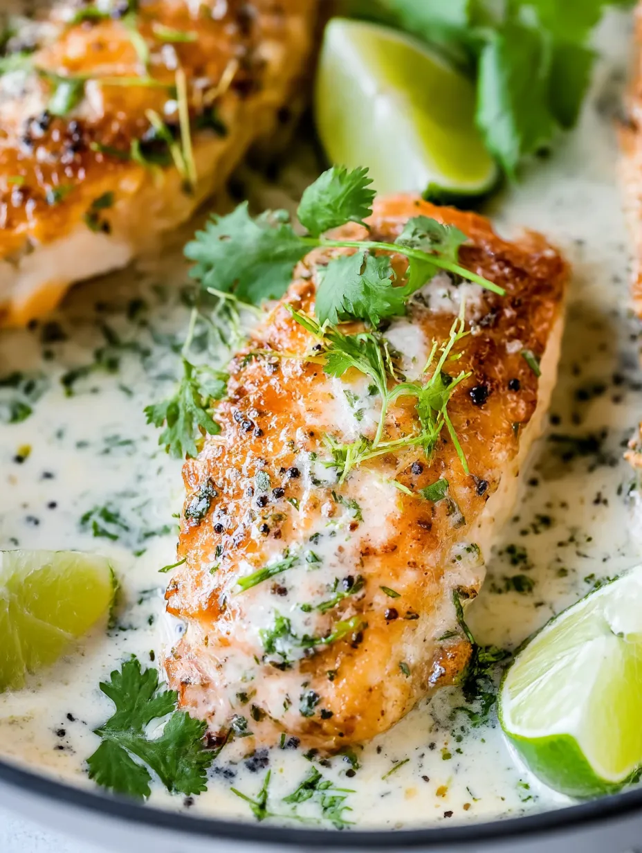 A plate of Creamy Coconut Lime Chicken.