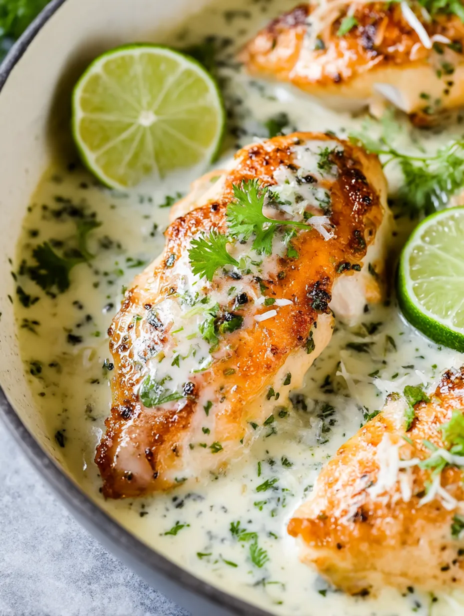 A bowl of Creamy Coconut Lime Chicken.