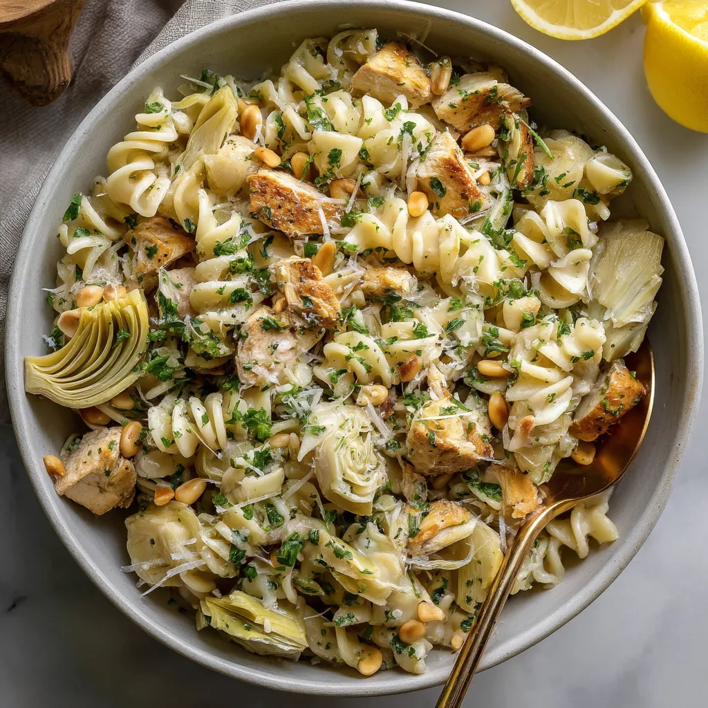 Artichoke Lemon Chicken Pasta Dish
