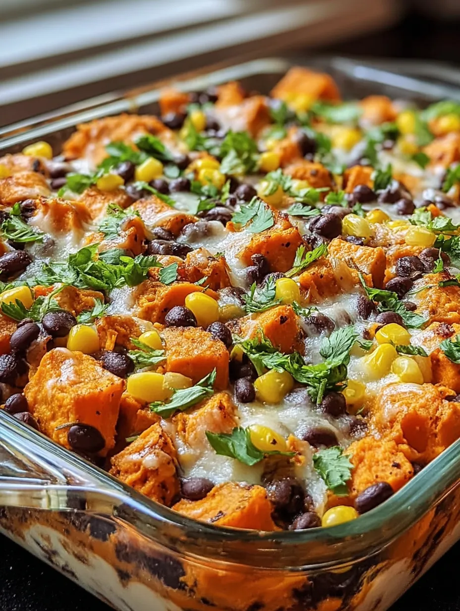 Savory Sweet Potato and Black Bean Casserole recipe.