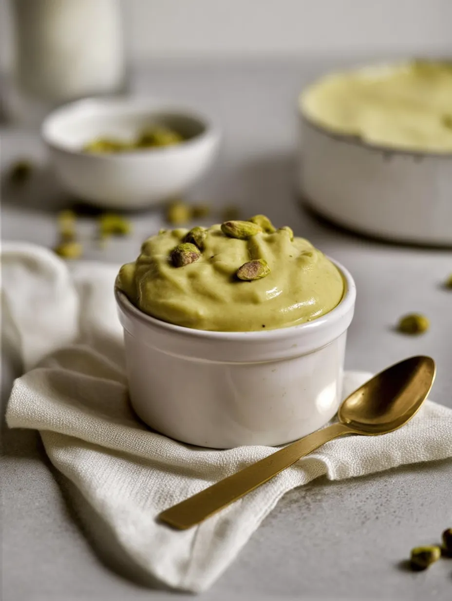 A bowl of Pistachio Cream Recipe.