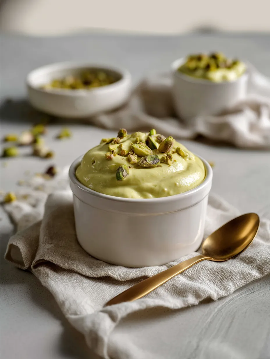 A bowl of Pistachio Cream.