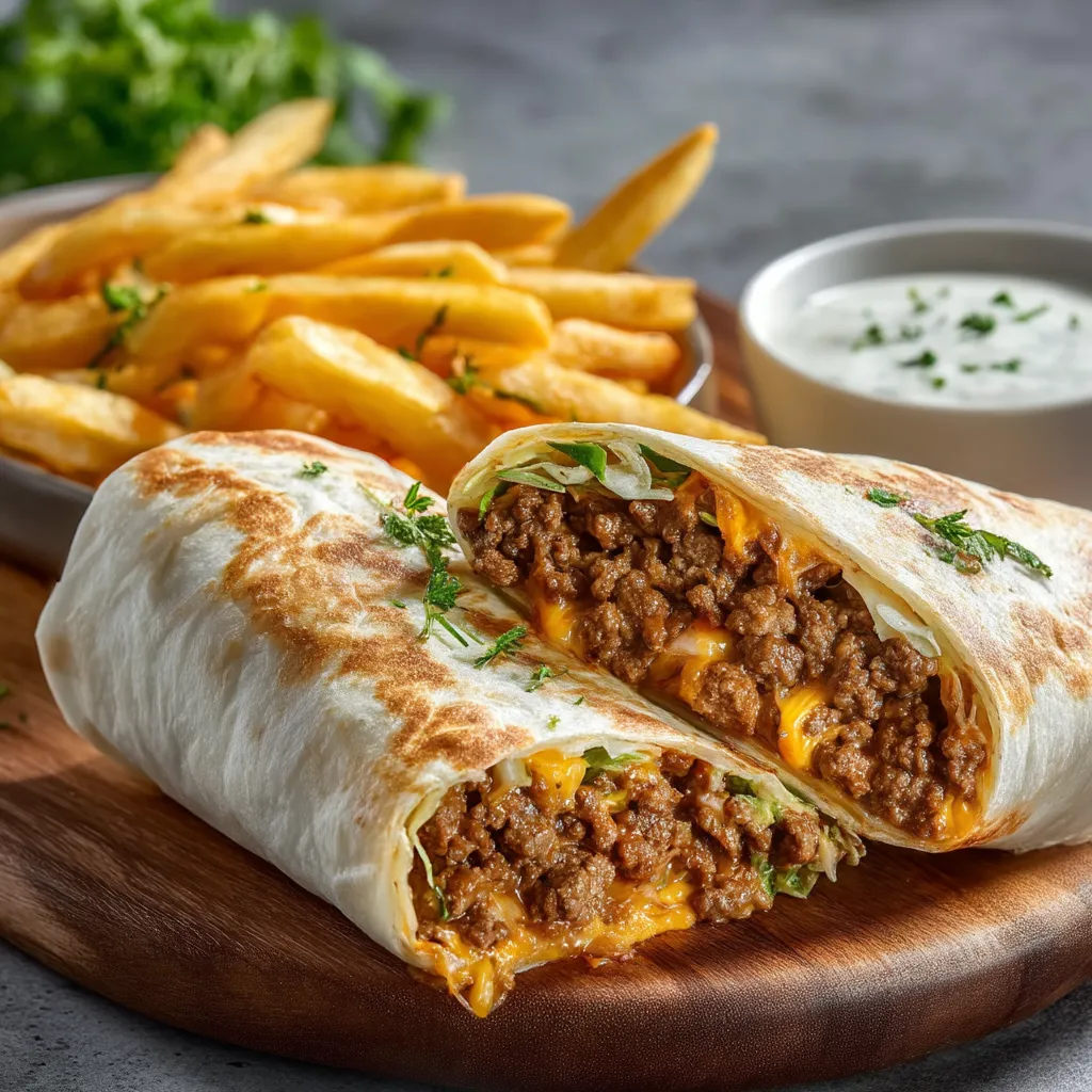 Cheesy Beef and Fries Wraps