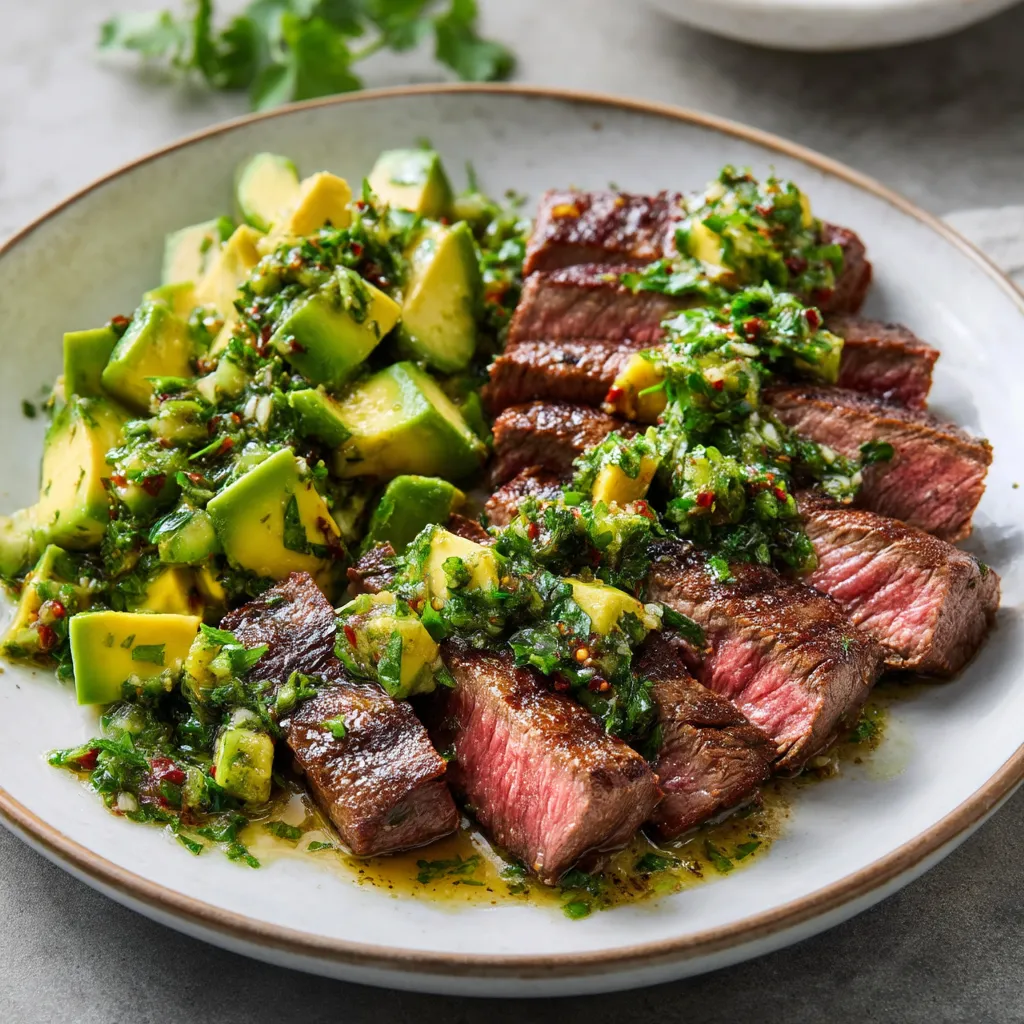 Avocado Chimichurri on Juicy Steak