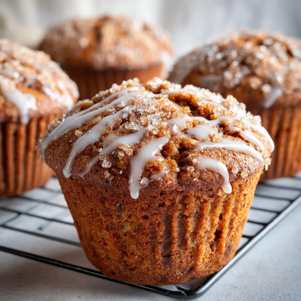 Soft Gingerbread Muffins with Lemon Glaze