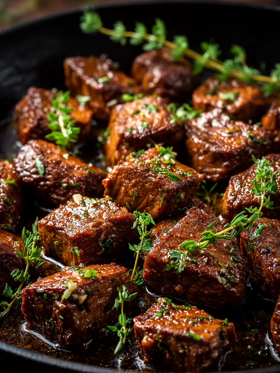 Tasty Cajun Garlic Butter Steak Chunks ready to eat.