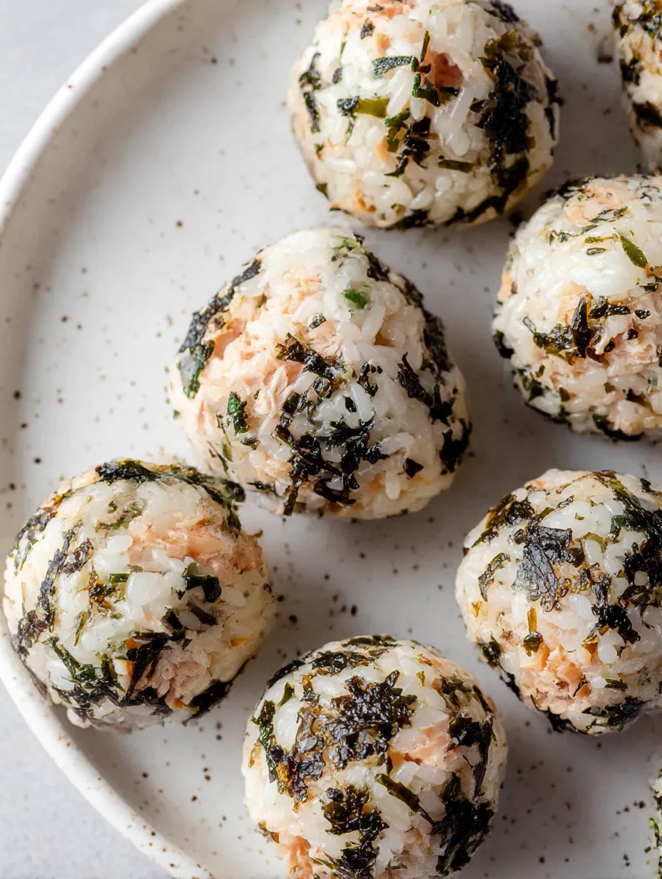 A dish of Tuna Mayo Rice Balls.